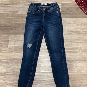 Dark Wash Distressed Skinny Jeans